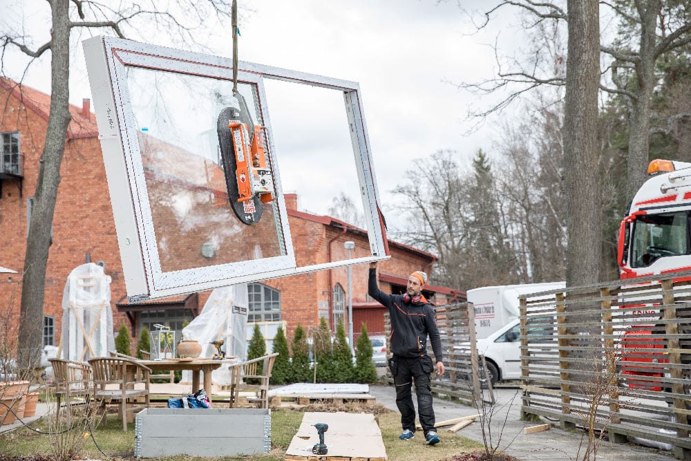 Installation av skjutparti med kranbil